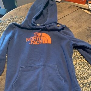 The North Face Women’s Navy Hoodie with Orange Logo size M